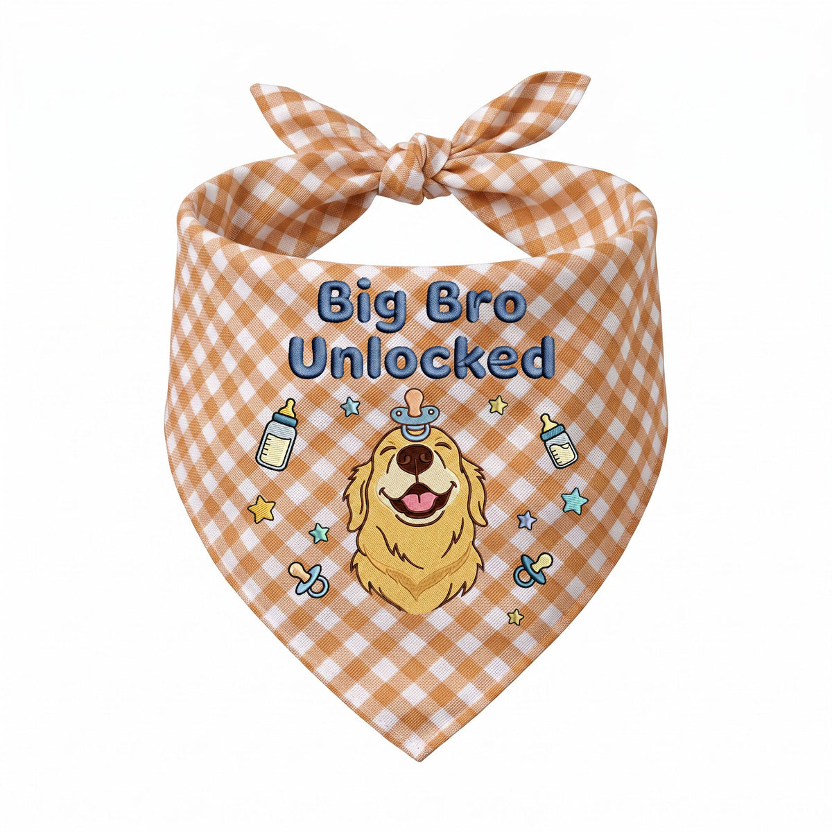Golden Retriever Personalized Embroidered Bandana for New Baby Announcements (ver 3)