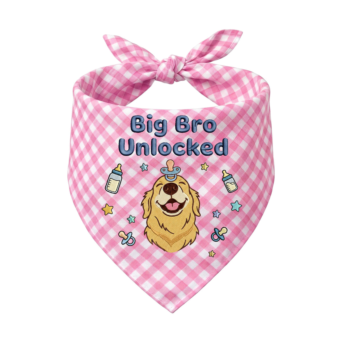 Golden Retriever Personalized Embroidered Bandana for New Baby Announcements (ver 3)