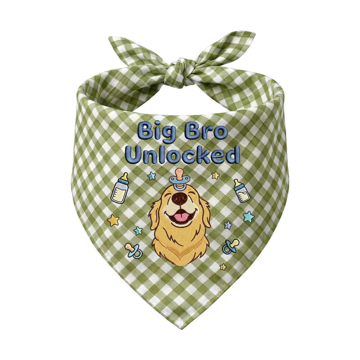 Golden Retriever Personalized Embroidered Bandana for New Baby Announcements (ver 3)
