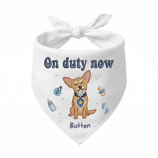 Chihuahua New Pet Owner & Baby Personalized Embroidered Dog Bandana for a New Baby Home