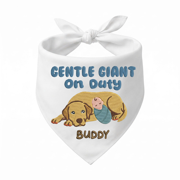 Labrador Personalized Embroidered Bandana for New Pet Owners with Babies (ver 2)