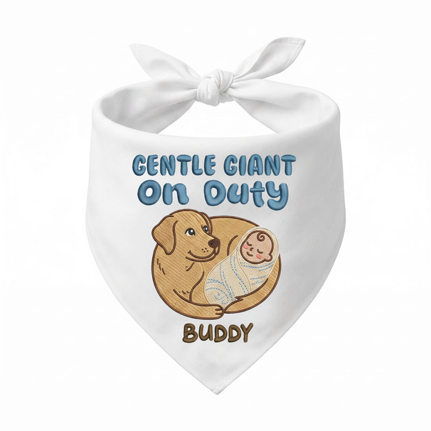 Labrador New Pet Owner & Baby Personalized Embroidered Dog Bandana for a New Baby Home