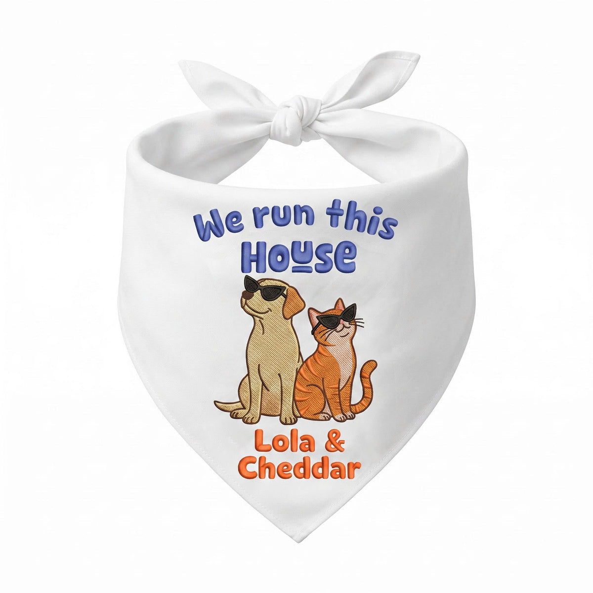 Labrador Cat Owner Personalized Embroidered Pet Bandana for Multi-Pet Homes (ver 2)