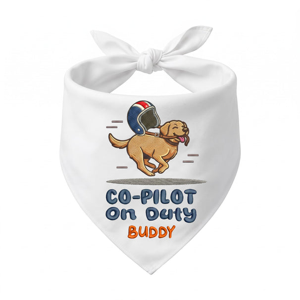 Labrador Car Racing Personalized Embroidered Dog Bandana for the Ride-Along Buddy