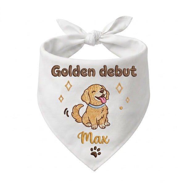 Golden Retriever New Pet Owner Personalized Embroidered Dog Bandana for Gotcha Day