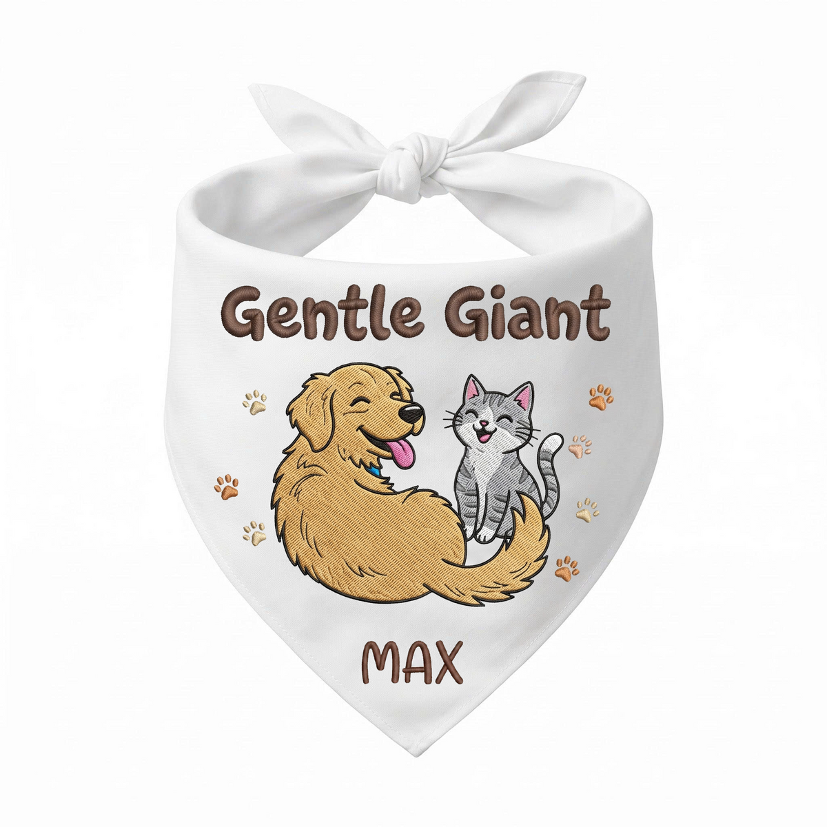 Golden Retriever Personalized Embroidered Bandana for New Pet Owners with Cats (ver 2)