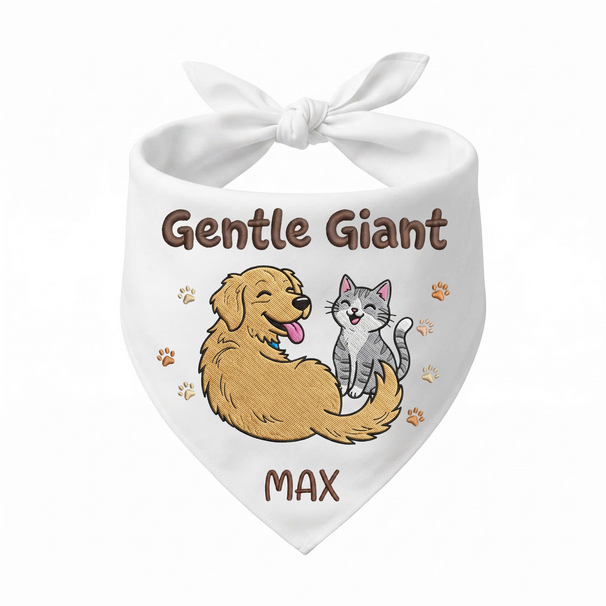 Golden Retriever Personalized Embroidered Bandana for New Pet Owners with Cats (ver 2)
