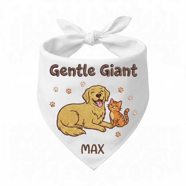 Golden Retriever Personalized Embroidered Bandana for New Pet Owners with Cats (ver 3)