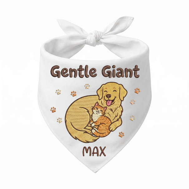Golden Retriever New Pet Owner & Cat Owner Personalized Embroidered Dog Bandana for a Dog and Cat Home