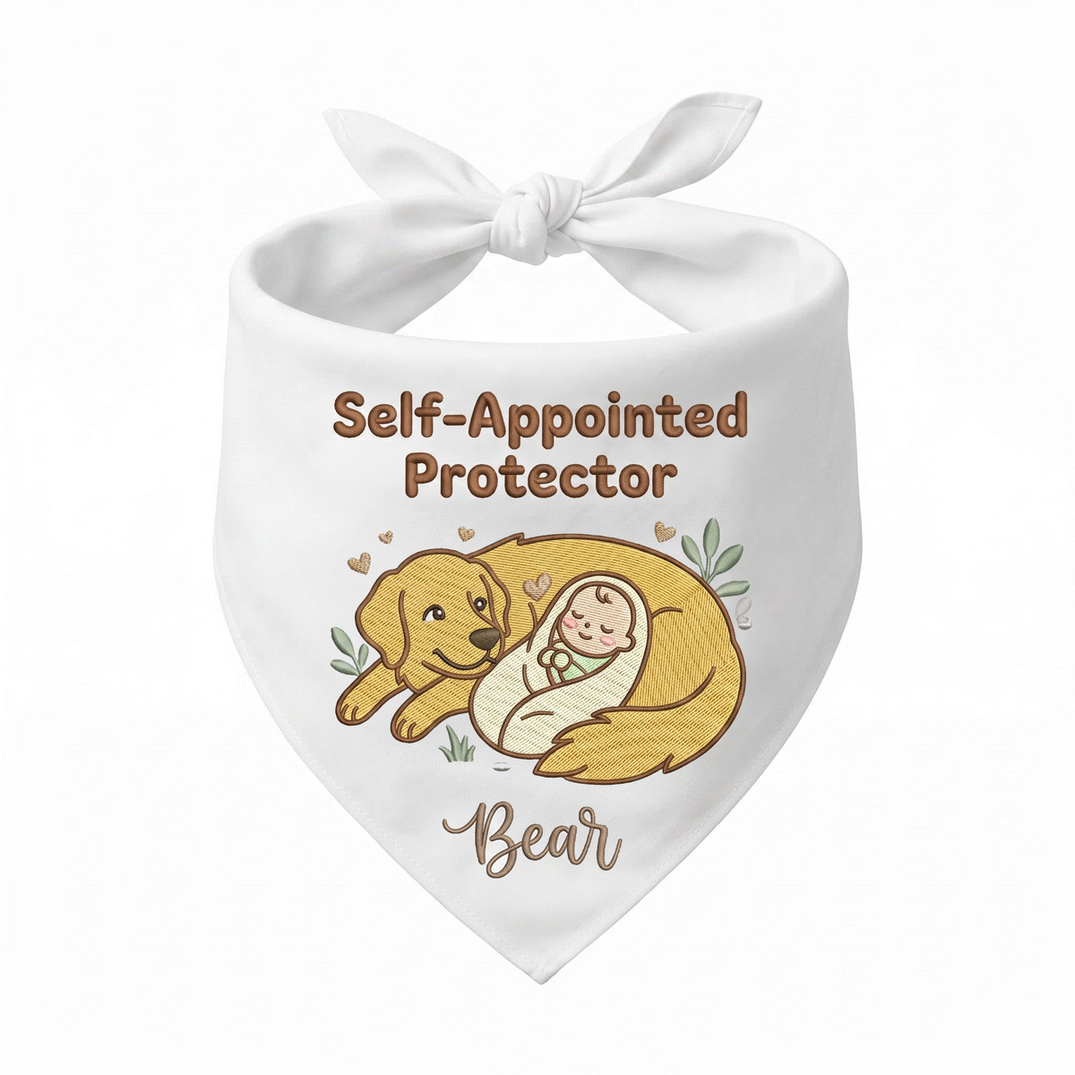 Golden Retriever Personalized Embroidered Bandana for New Pet Owners with Babies (ver 2)