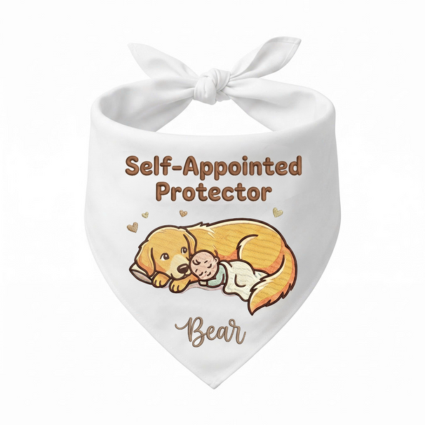 Golden Retriever New Pet Owner & Baby Personalized Embroidered Dog Bandana for a New Baby Home
