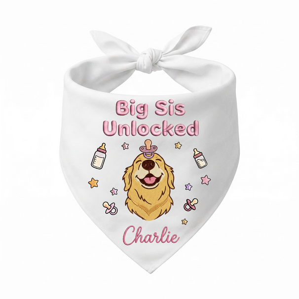 Golden Retriever Personalized Embroidered Bandana for New Baby Announcements (ver 3)