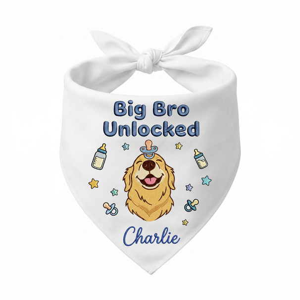 Golden Retriever New Baby Personalized Embroidered Dog Bandana for a Baby Announcement