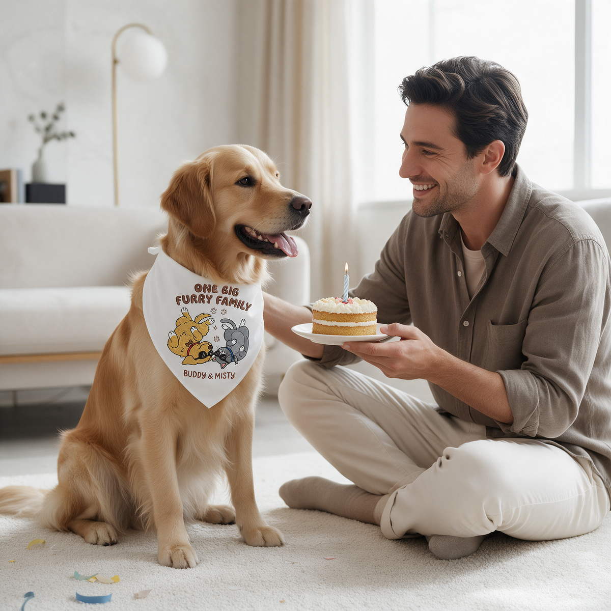 Golden Retriever Personalized Embroidered Pet Bandana for Cat Owners (ver 2)