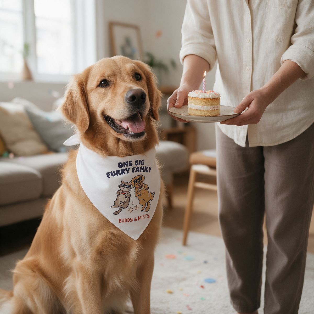 Golden Retriever Personalized Embroidered Pet Bandana for Cat Owners (ver 3)