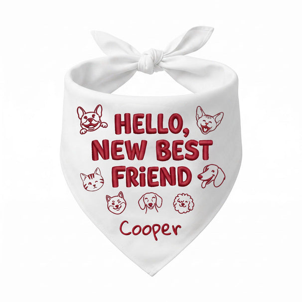 New Pet Owner & Cat Owner Personalized Embroidered Dog Bandana for a Dog and Cat Home