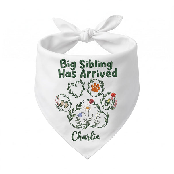 New Baby Personalized Embroidered Dog Bandana for a Baby Announcement