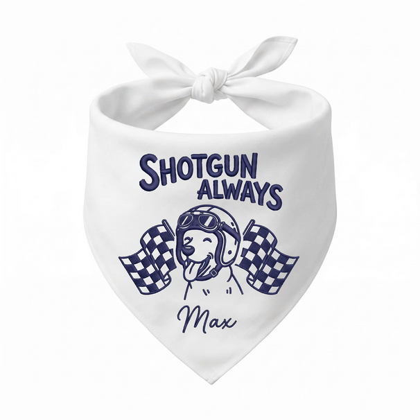 Personalized Embroidered Pet Bandana for Car Racing Enthusiasts (ver 2)