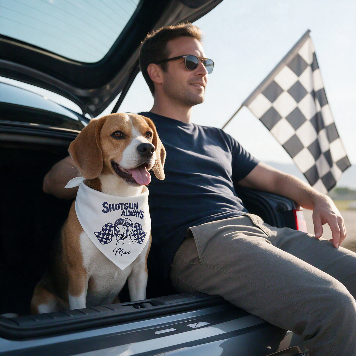 Personalized Embroidered Pet Bandana for Car Racing Enthusiasts (ver 2)