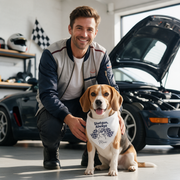 Car Racing Personalized Embroidered Dog Bandana for the Ride-Along Buddy