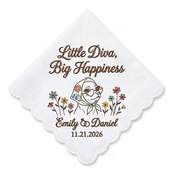 Chihuahua Wildflower Personalized Embroidered Handkerchief for the Bride & Groom (ver 2)