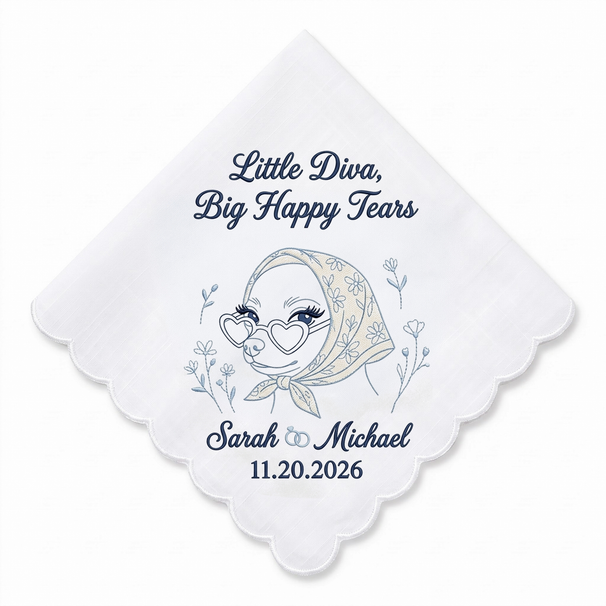 Chihuahua Wildflower Personalized Embroidered Handkerchief for the Bride & Groom
