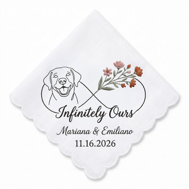 Labrador Wildflower Personalized Embroidered Handkerchief for Your Wedding Day