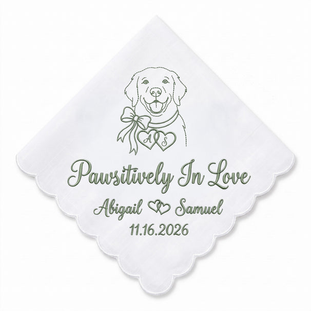 Golden Retriever Personalized Embroidered Handkerchief for the Bride & Groom