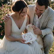 Cat Garden Rose Personalized Embroidered Handkerchief for Your Wedding Day