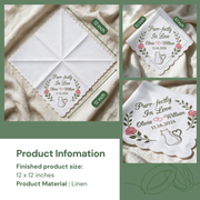 Cat Garden Rose Personalized Embroidered Handkerchief for Your Wedding Day