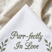 Cat Garden Rose Personalized Embroidered Handkerchief for Your Wedding Day