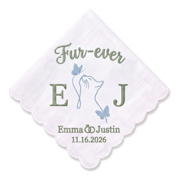 Cat Personalized Embroidered Handkerchief for Your Wedding Day