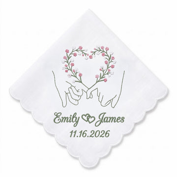 Baby's Breath Personalized Embroidered Handkerchief for a Bridal Shower Gift