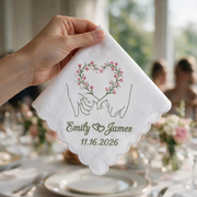 Baby's Breath Personalized Embroidered Handkerchief for a Bridal Shower Gift
