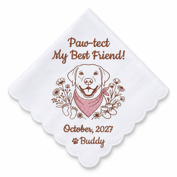 Labrador Mom-to-Be Personalized Embroidered Handkerchief for Pregnancy Journey Gift (ver 2)