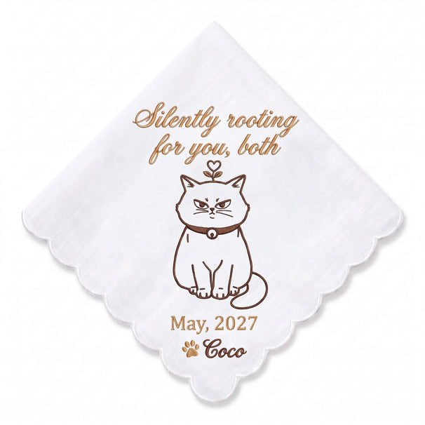 Mom-to-Be Cat Personalized Embroidered Handkerchief for the Dad-to-Be