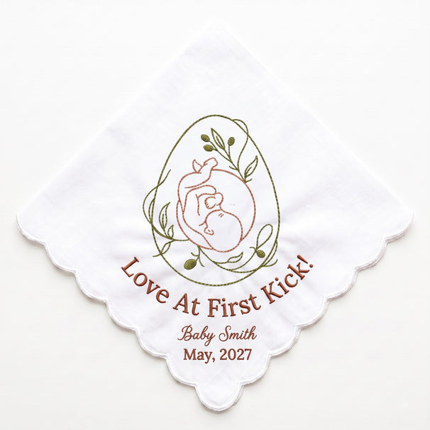 Mom-to-Be Personalized Embroidered Handkerchief for Pregnancy Journey Gift (ver 2)