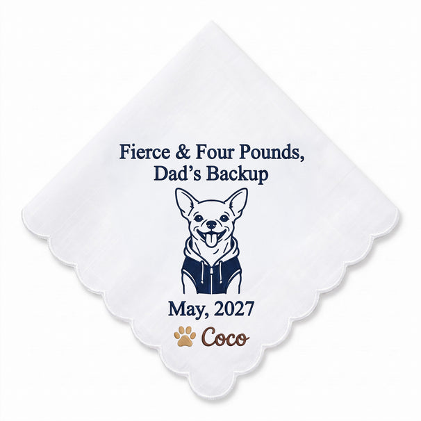 Chihuahua Dad-to-Be Personalized Embroidered Handkerchief for Pregnancy Gift (ver 2)