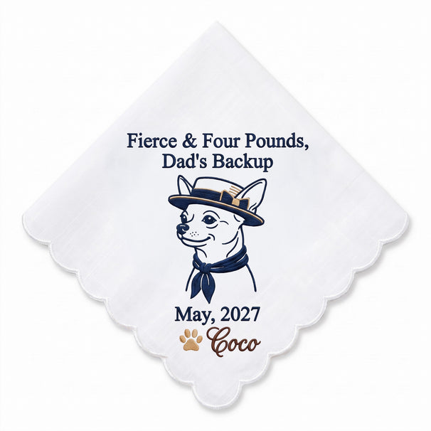 Dad-to-Be Chihuahua Personalized Embroidered Handkerchief for a Baby Announcement