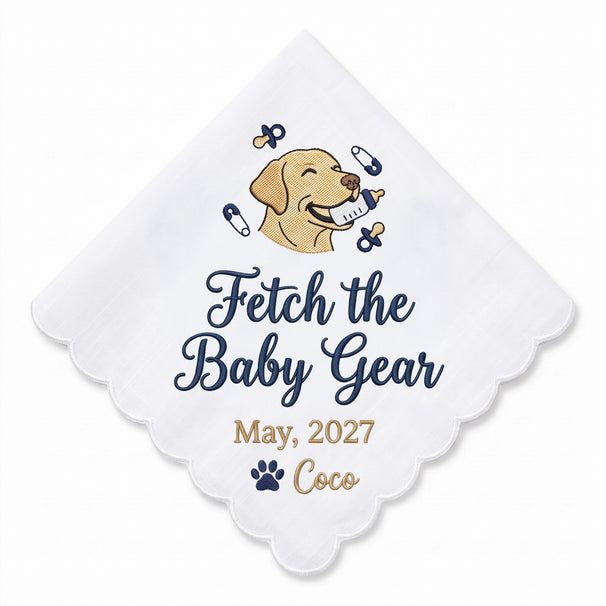 Dad-to-Be Labrador Personalized Embroidered Handkerchief for a Pregnancy Announcement