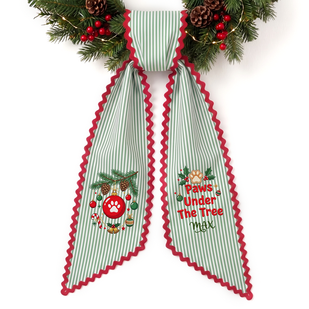 New Pet Classic Christmas Personalized Embroidered Wreath Sash for New Pet Owners' Christmas