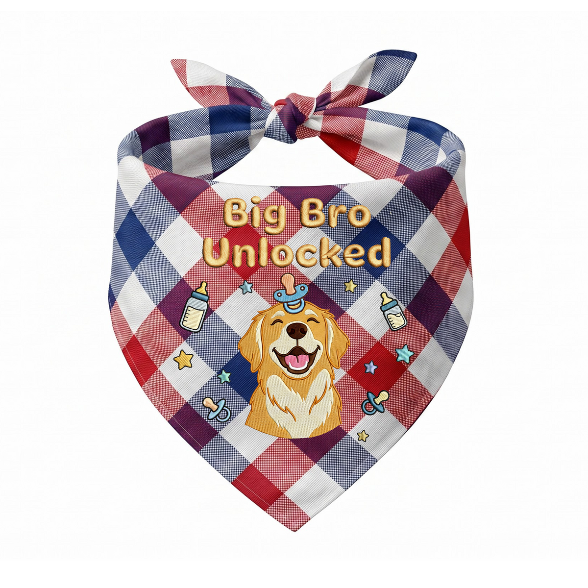 Golden Retriever Personalized Embroidered Bandana for New Baby Announcements (ver 2)