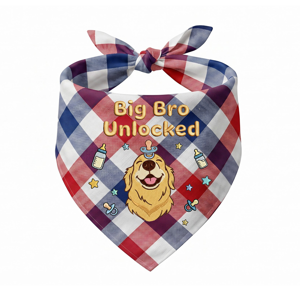 Golden Retriever Personalized Embroidered Bandana for New Baby Announcements (ver 3)