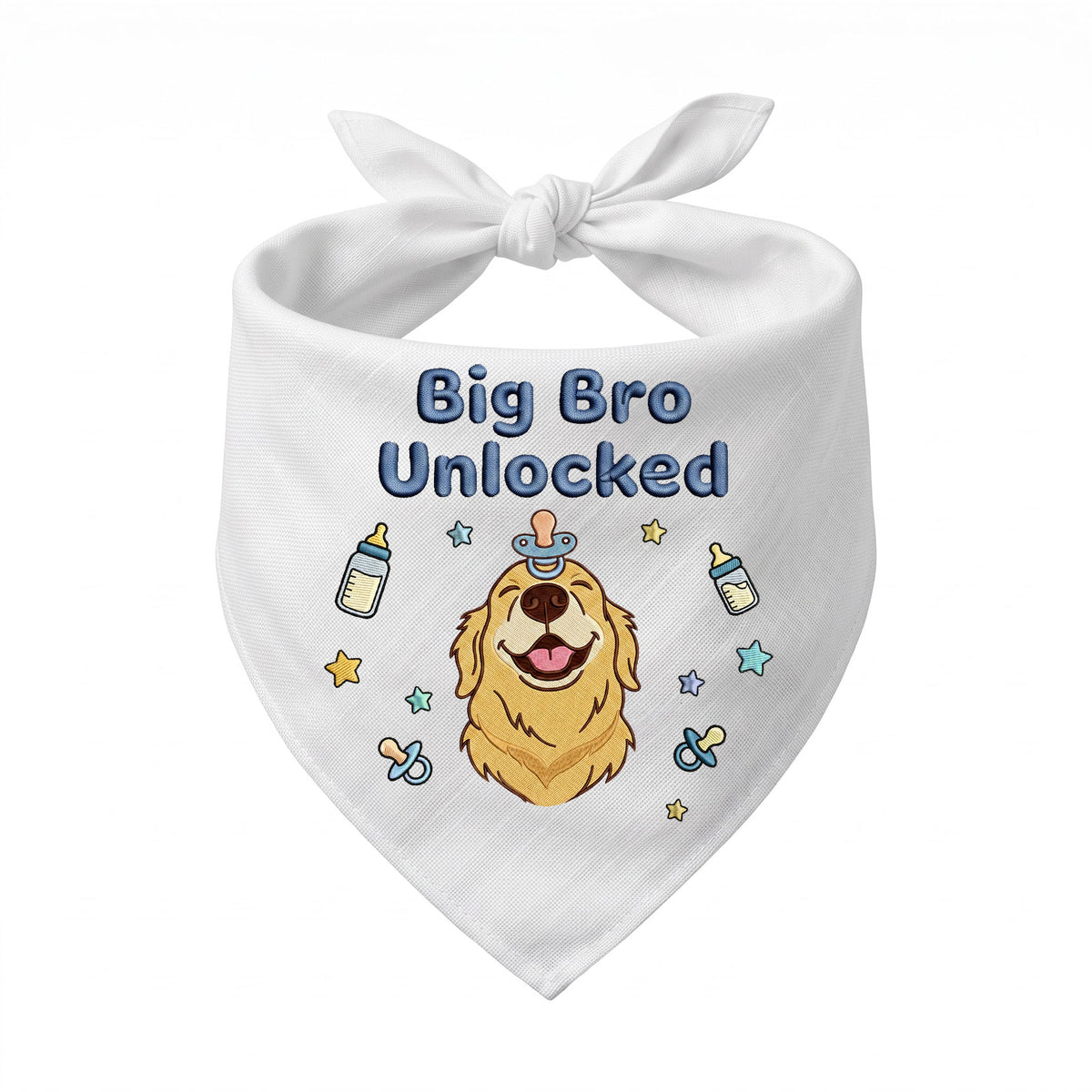 Golden Retriever Personalized Embroidered Bandana for New Baby Announcements (ver 3)