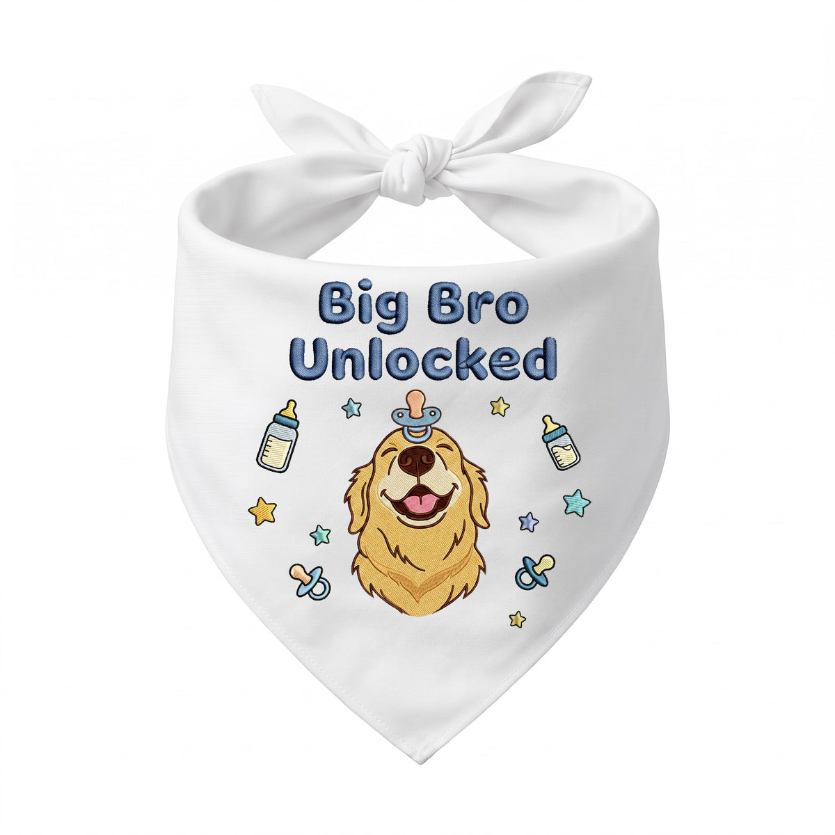 Golden Retriever Personalized Embroidered Bandana for New Baby Announcements (ver 3)