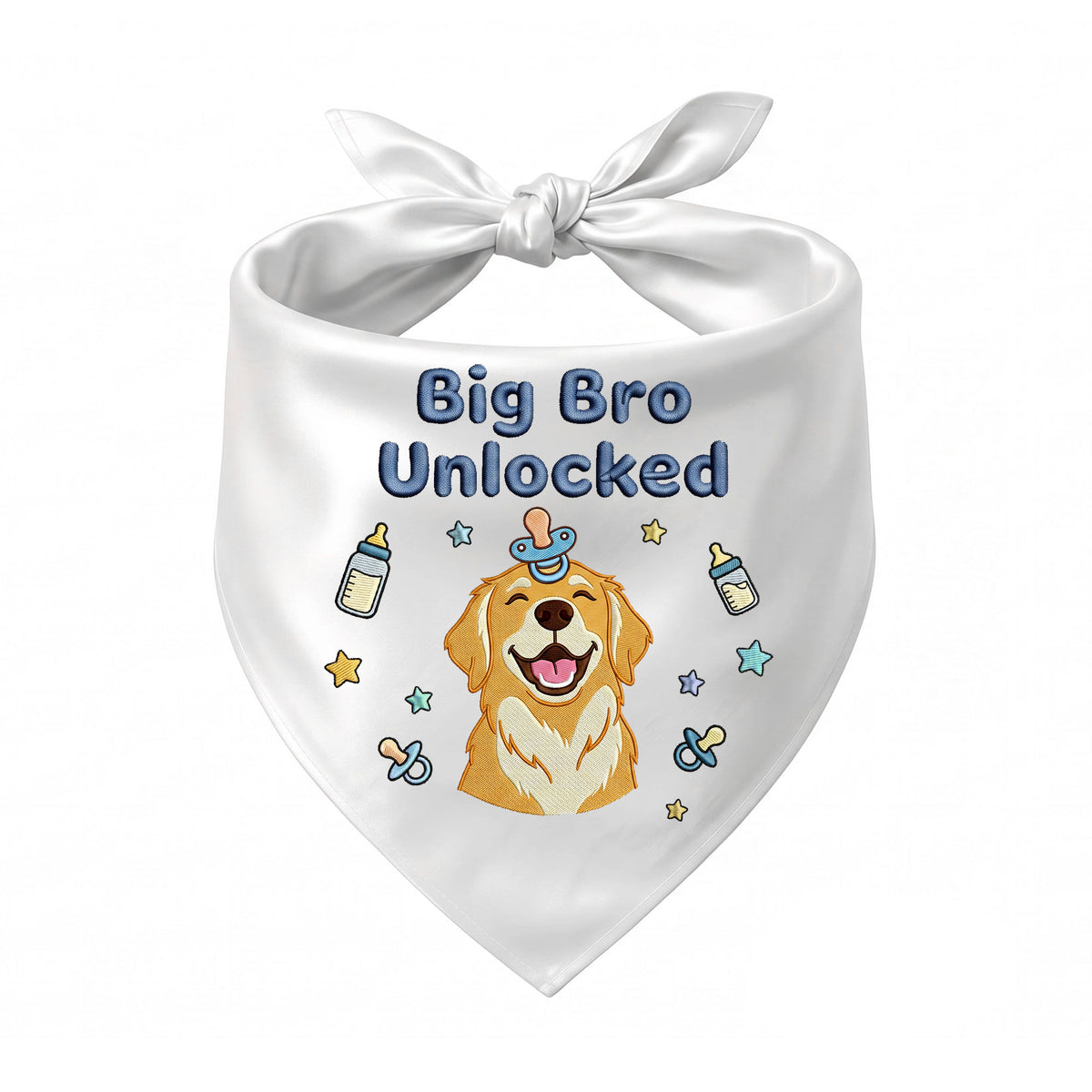Golden Retriever Personalized Embroidered Bandana for New Baby Announcements (ver 2)