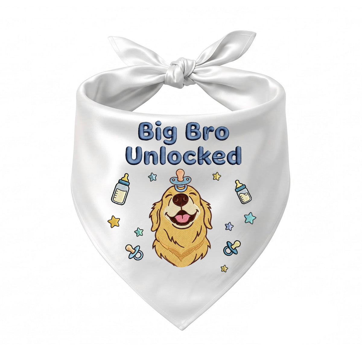 Golden Retriever Personalized Embroidered Bandana for New Baby Announcements (ver 3)